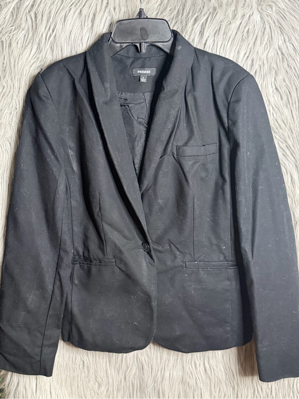 Premise Black Single-Button Shawl Lapel Blazer